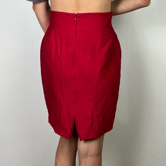 Alannah Hill Raven Nights Skirt Red Pencil High Waist Wool Silk Office Size 10 - Picture 3 of 13